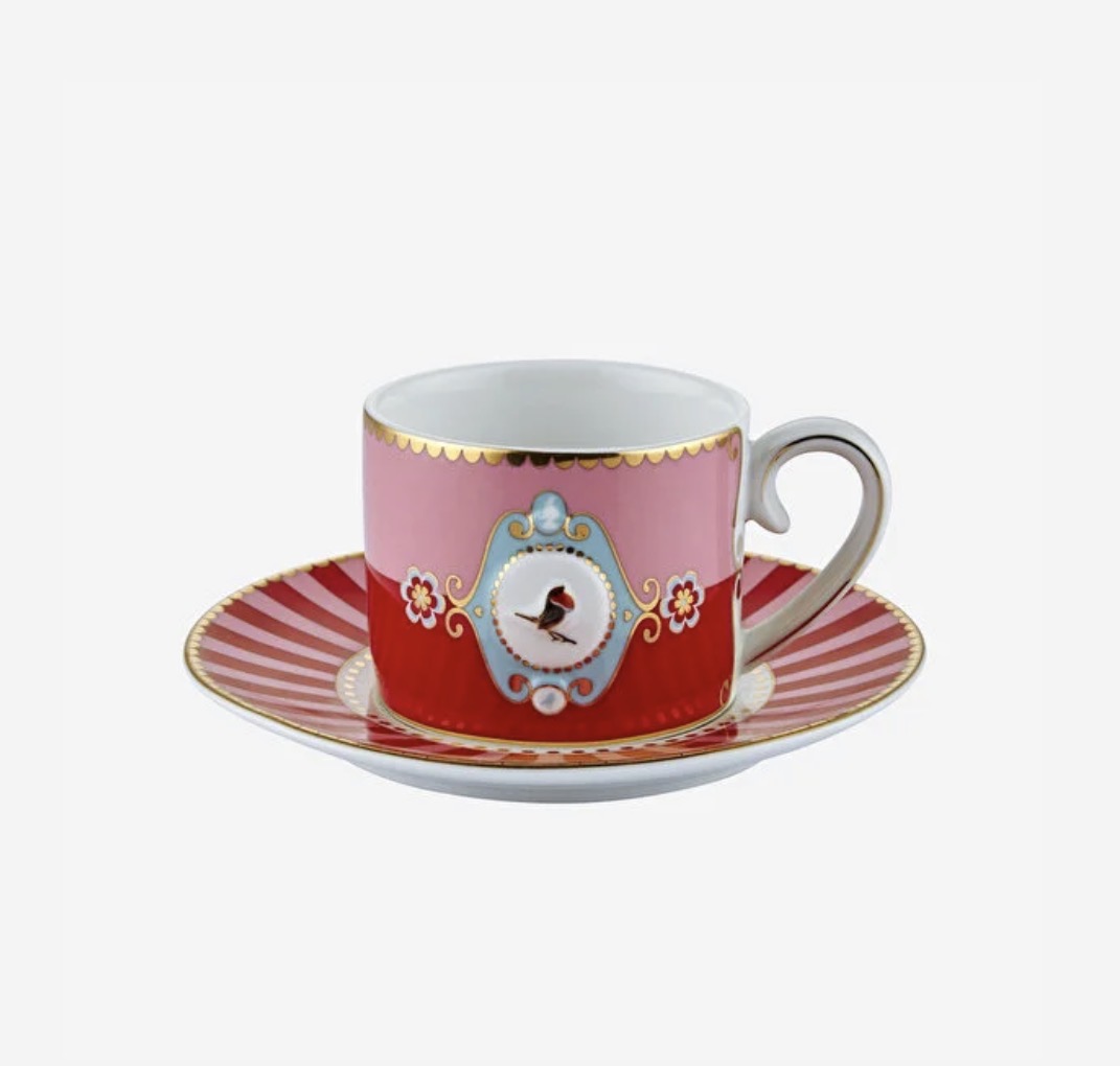 Pip Studio Love Birds Kırmızı Porselen Kahve Fincanı 125 Ml