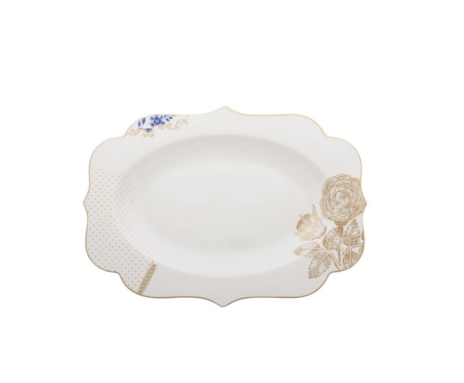 Pip Studio Royal White Mavi Beyaz Porselen Servis Tabağı 40 cm