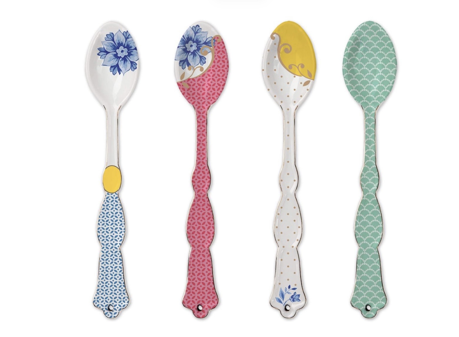 Royal Mavi Pembe Porselen Çay Kaşığı Seti